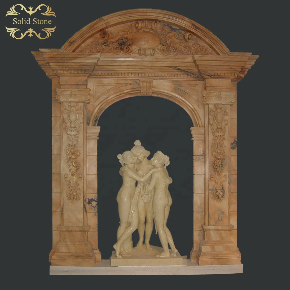 Stone door surround high end villa used marble door surround sunset glow marble stone carving door frame