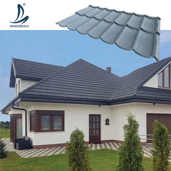 Ev çatı fiyatları koyu gri kayrak çatı levha taş kaplanmış Metal çatı kiremitleri