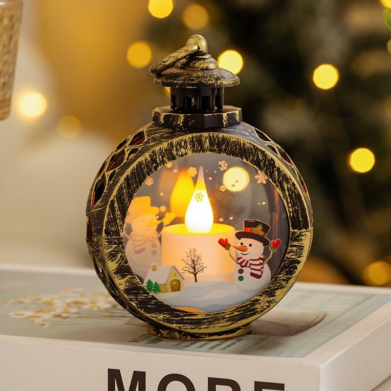 Round Lamp - Bronze Snowman