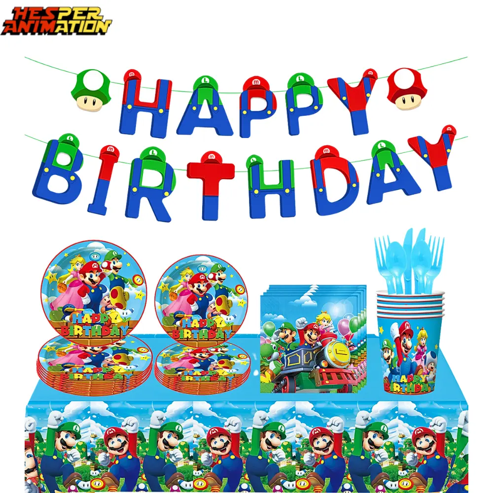 3 Styles Super Marios Décorations de Fête d'Anniversaire Bannière Ballon Pour Garçon Enfants Marios Cartoon Fête d'Anniversaire Fournitures Ensembles