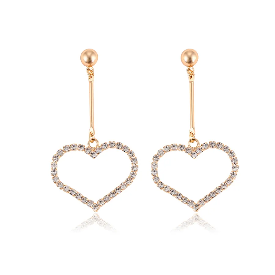 Pendientes colgantes de diamantes de imitación con forma de corazón para niñas, joyería estilo irlandés simple, 95166