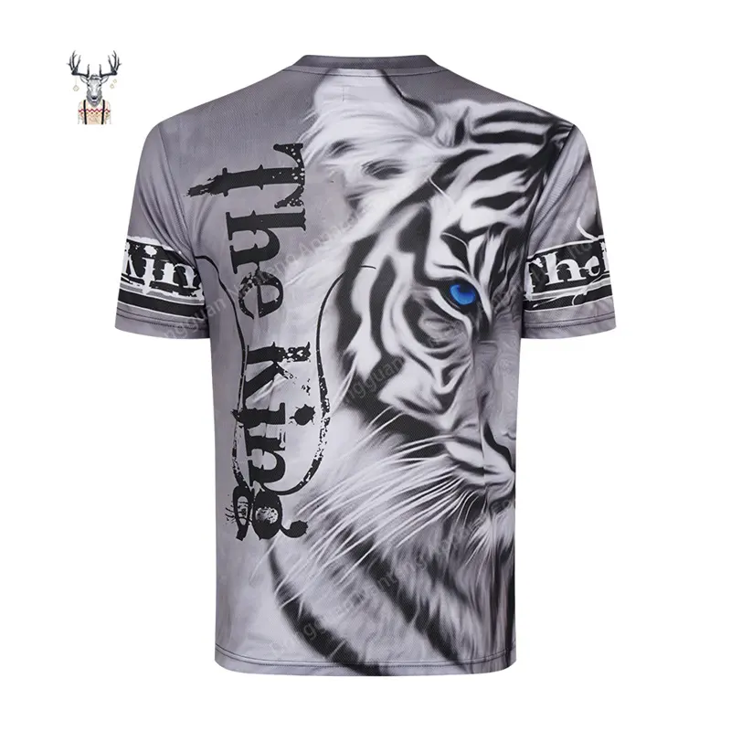 Nanteng Custom High Quality 100%Polyester Tiger Pattern Luxury Crew Neck Pocket Pullover Sublimation For Men T-Shirts