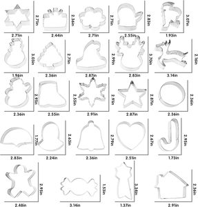 24 cái thép không gỉ Biscuit bánh khuôn giáng sinh <span class=keywords><strong>Cookie</strong></span> máy cắt cho Baking kỳ nghỉ trẻ em <span class=keywords><strong>Cookie</strong></span> <span class=keywords><strong>cutter</strong></span> Set cho Giáng sinh - Product Image 3