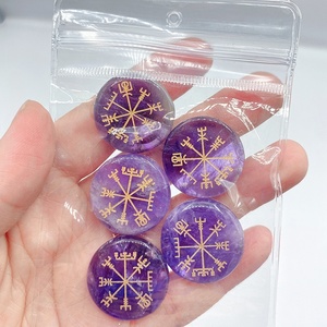 Reiki kristaller şifa taşlar taşlar 7 çakra kristal doğal akik Feng Shui kazınmış çakra sembolü ile eskitme taşlar - Product Image 3