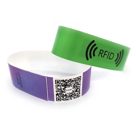 سوار معصم RFID مزود بشاشة 13.56 ميجا هرتز للتحكم في الوصول من PP سوار معصم ورقي للاستخدام مرة واحدة من Fudan F08