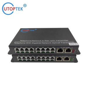8チャネルRJ11電話メディアコンバータPCMボイスオーバー光ファイバートランシーバー2x1000M RJ45ポートIPネットワーク対応
