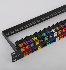 Professional <strong>Cat6A</strong> 2U 48-port <strong>Patch</strong> <strong>Panel</strong> With Colored Keystone Jacks for Networking for 24-port Applications