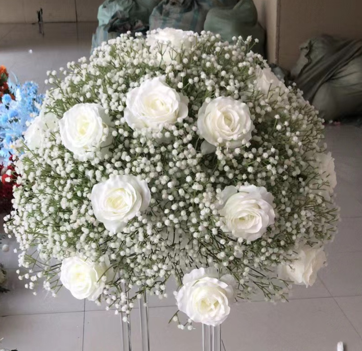 White baby breath with rose