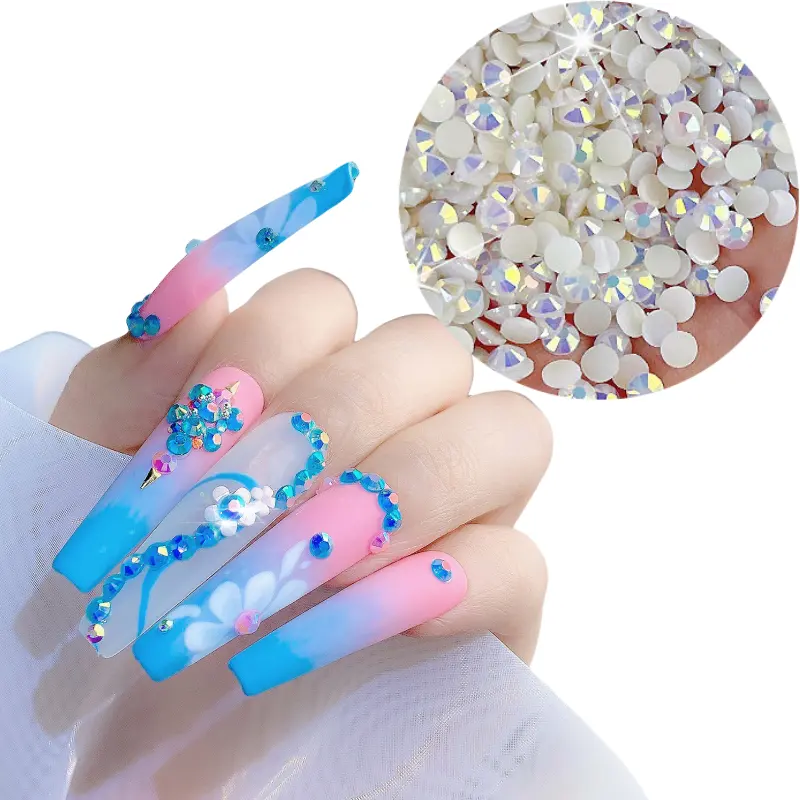 2024 Exquisite Bottled 3mm/5mm/6mm Resin Flat Back Crystal Rhinestone Self Adhesive Nail Diamond Decoration