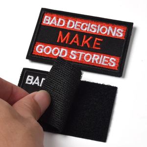 <strong>Hook</strong> and <strong>Loop</strong> Fasten Custom Logo Patch Woven Letter Designer Iron on Embroidery Patches - Product Image 2