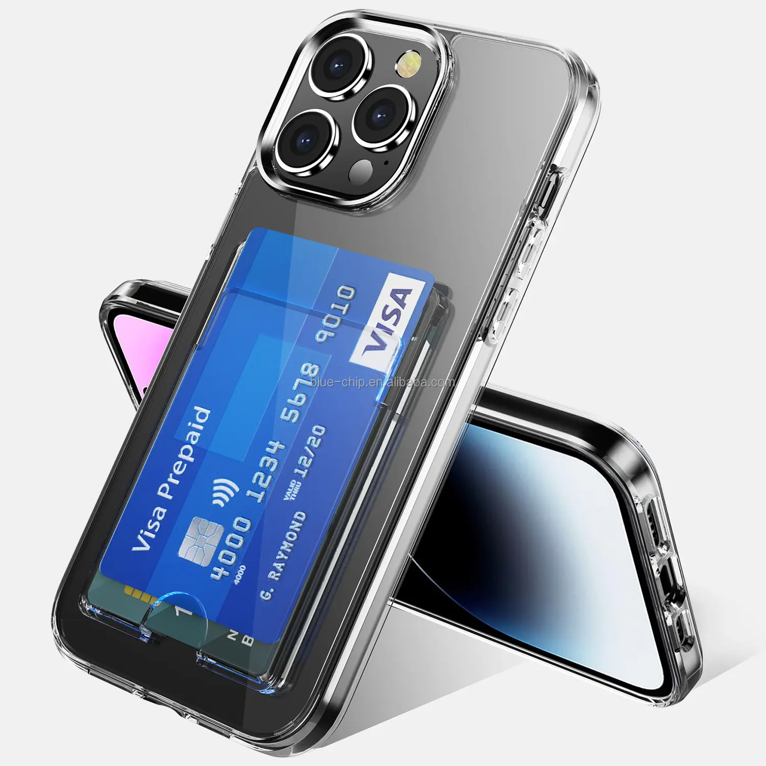 Cho iPhone 15 rõ ràng điện thoại trường Hợp Chủ thẻ 2 trong 1 TPU lai Acrylic Slim Fit Wallet Trường hợp với khe cắm thẻ cho iphone 15 Pro Max