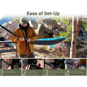 Nhà máy trực tiếp Trọng lượng nhẹ đôi Nylon Võng với Backpacking bãi biển sân sau Patio đi bộ đường dài treo giường ghế cho dễ dàng thực hiện - Product Image 3