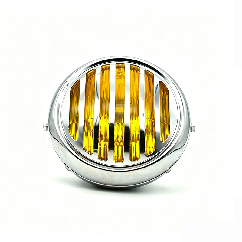Phare à calandre 7" Chrome Lentille Jaune