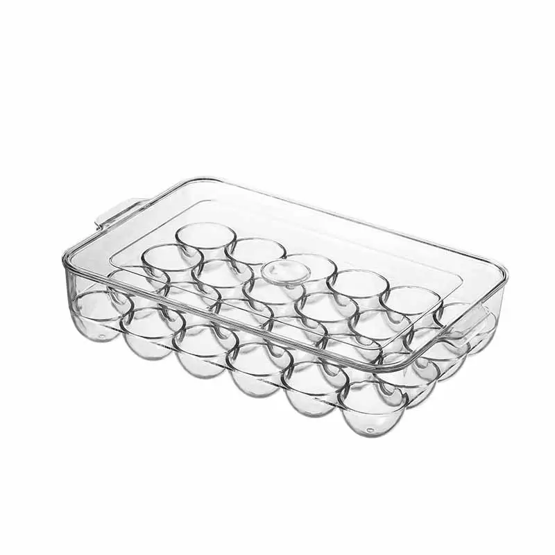 Wadah Penyimpanan Telur 24 Transparan Segar Organizer Dapur Plastik Kulkas Kapasitas Besar dengan Tutup dan Pegangan