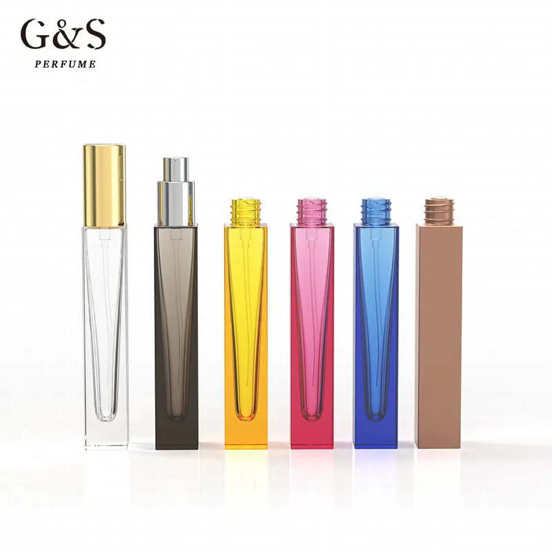 Venta al por mayor de viales de perfume cuadrados de vidrio vacío 2ml 3ml 5ml 10ml de lujo claro mini tubo de vidrio perfume muestra botella de spray