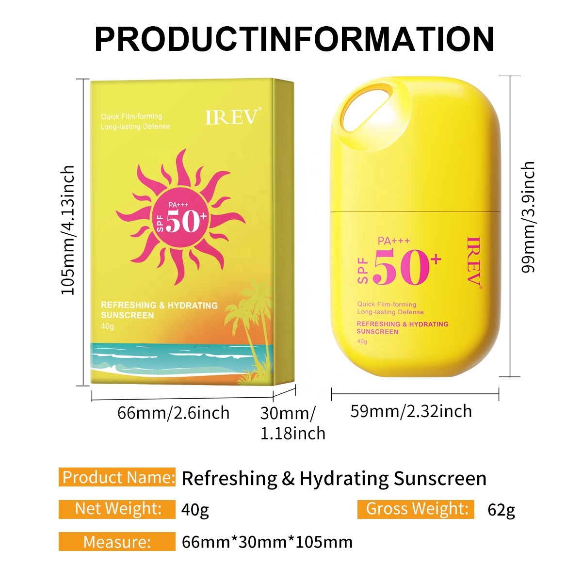 Protezione solare rinfrescante SPF 50 Giallo