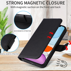 Luxury Diamond Pattern PU Leather Flip Case <strong>Cover</strong> with Hand Strap Card Holder Wallet Phone Case for Sharp Aquos Basio <strong>Active</strong> 3