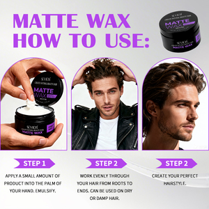 Sıcak satış berber kalite güçlü tutun doğal görünümlü hafif erkek mat saç şekillendirici pomad balmumu - Product Image 6