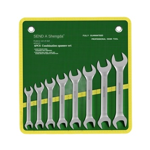Shengda 8-10 Fork Spanner Set Grande Blackened Duplo Chave Aberta Recurso Ajustável 17mm Sistema de Medição Métrica Embalado Caixa