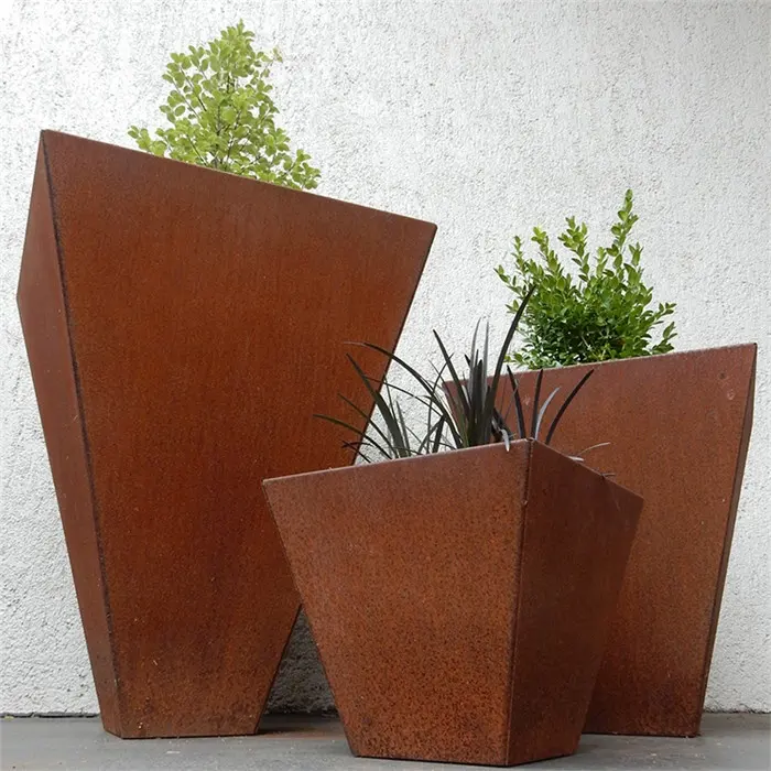 Fioriera in acciaio corten personalizzata vasi per piante in acciaio corten da esterno fioriera per fiori pianta in vaso di corten