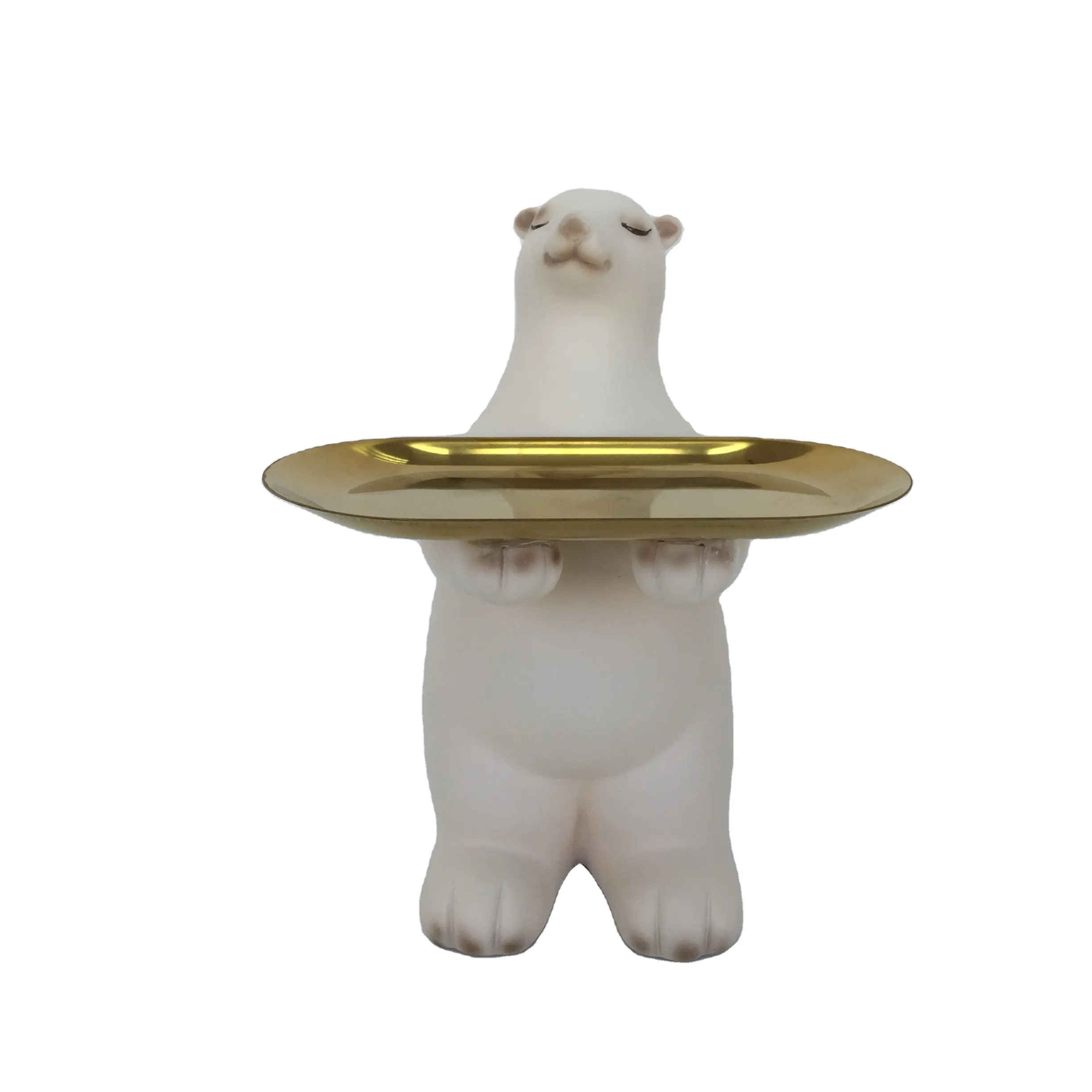 Résine personnalisée animal sauvage ours blanc figure ours polaire plateau de fruits artisanat statue ornement cadeaux