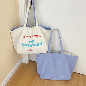 Bolsas de lona personalizadas al por mayor con logotipo impreso, bolsa de compras reutilizable con cremallera, bolsa de compras con estampado de letras - Product Image 5