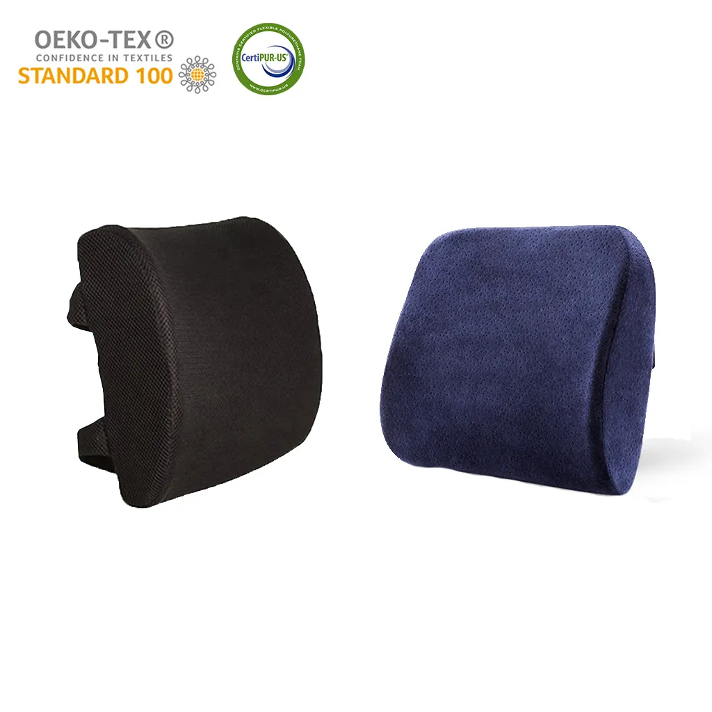 OEKO-TEXカーシートオフィスチェアランバーウエストレスト痛みを和らげる3Dメッシュカバーメモリーフォームバックサポートクッション