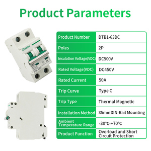 DC 1000V 2P MCB güneş minyatür devre kesici 6A 63A fotovoltaik MCB PV aşırı yük koruma anahtarı - Product Image 2
