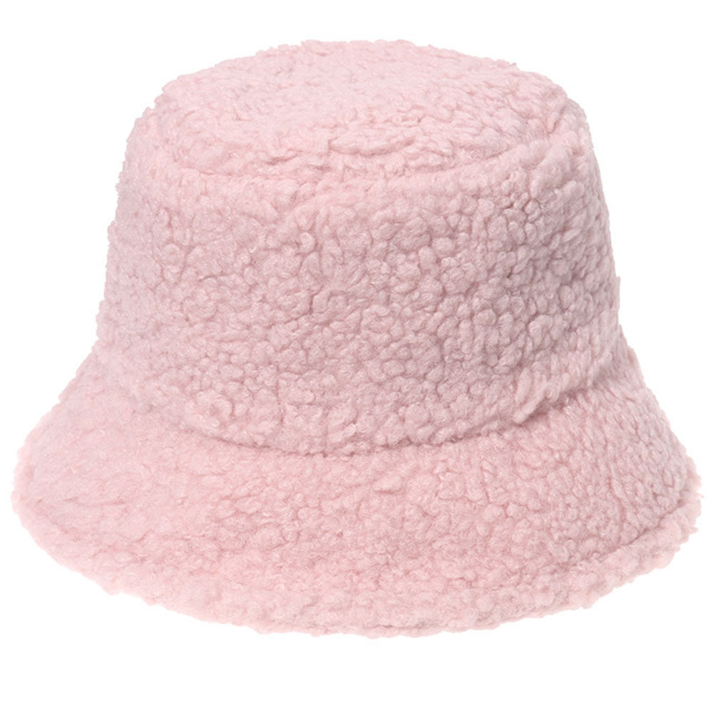 Cappello da secchiello in pile orsacchiotto di lana d'agnello 4