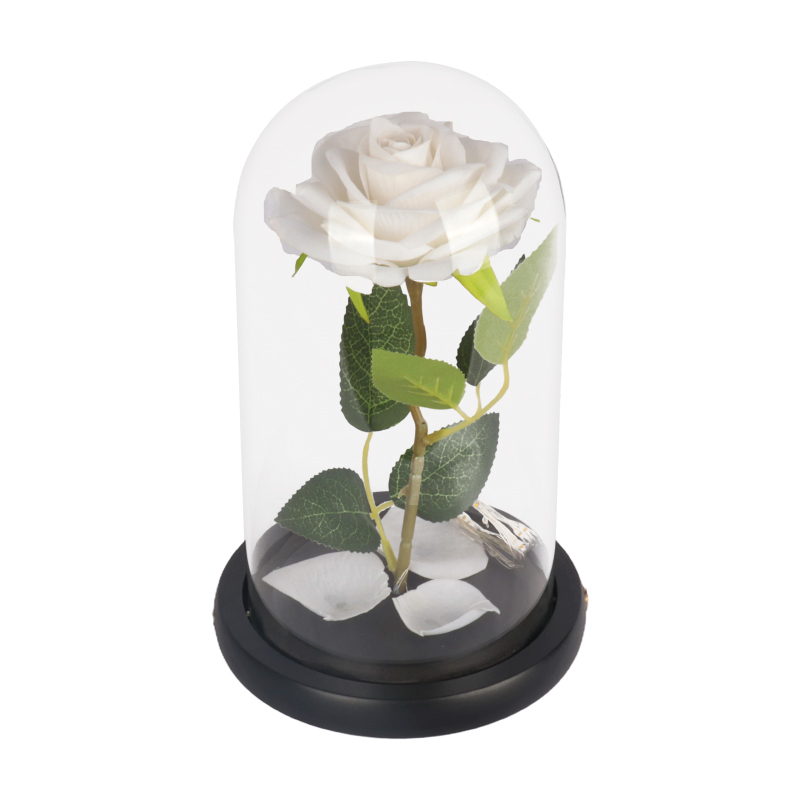 Base noire rose blanche avec des lumières