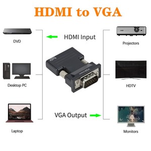 1080P <strong>HDMI</strong> Female to <strong>VGA</strong> Male Converter Lead <strong>HDMI</strong> to <strong>VGA</strong> Converter <strong>Adapter</strong> with Audio <strong>Output</strong> CableFor PC Tablet Laptop PC TV - Product Image 6