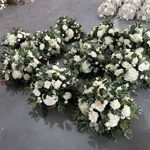 קישוט חתונה מותאם אישית מספק קשת חתונה פרחים צמחייה חתונה ירוק רקע על תפאורה לטקס - Product Image 4