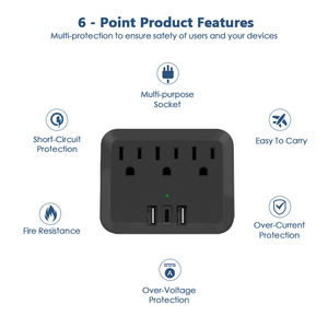 สินค้าใหม่เต้ารับ3ช่องและ USB 3ช่องเสียบผนังพร้อมช่องเสียบ USB PD 18W หลายช่อง - Product Image 5