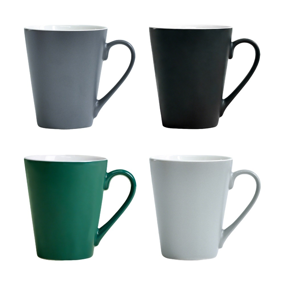 Taza de cerámica cónica en forma de V mate al por mayor con logotipo personalizado