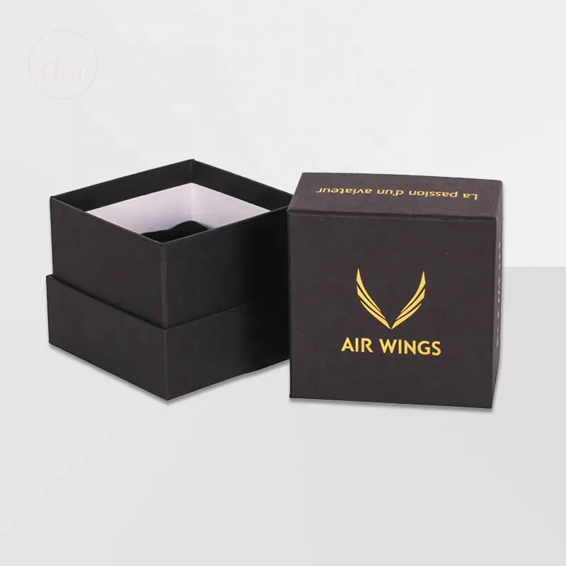 Pemasok Cina grosir Logo emas kustom kotak hadiah hitam untuk kemeja sabuk dompet jam kaku kotak hadiah kemasan karton