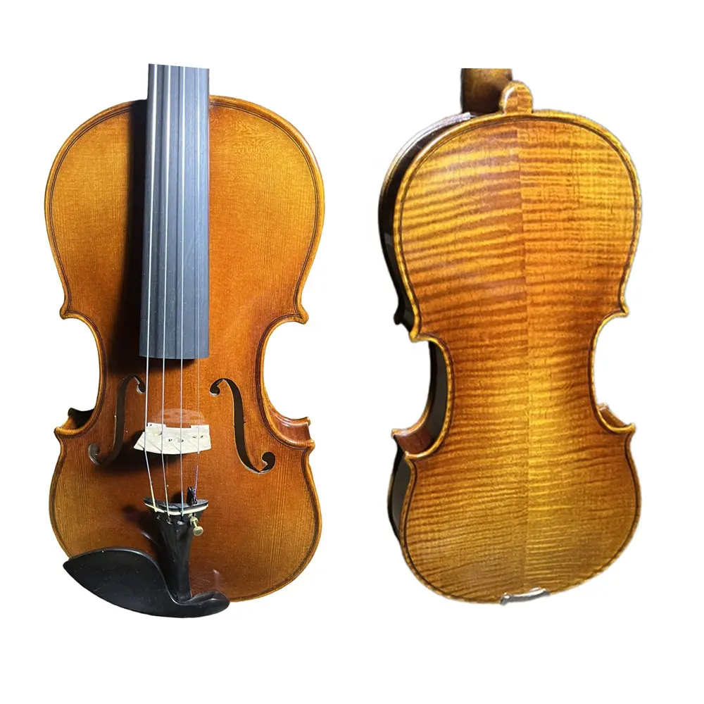 4/4楽器バイオリン良い木目手作りバイオリンストラディバリモデル黒檀フィット素敵な音を演奏する準備ができて