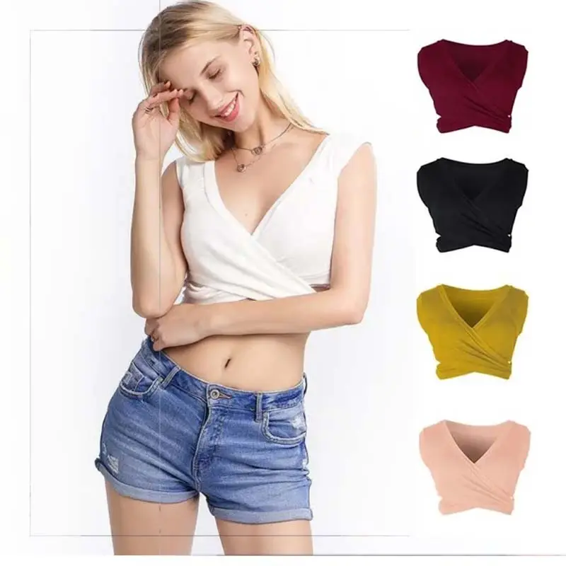 Tops de verão sem mangas com alça de fundo sólido para mulheres sexy WLST-006