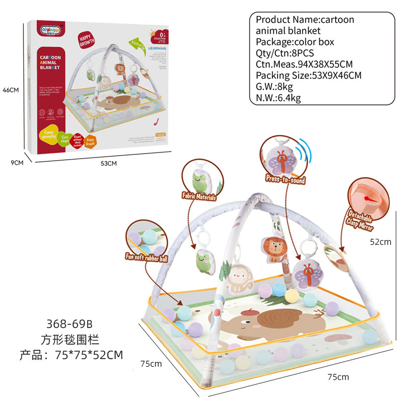 368-69B Tapis bébé couverture carrée baleine - Blanc