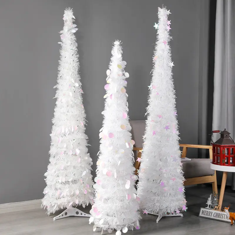 Árbol de Navidad de sicómoro de rayas de lana de película colorida, adornos navideños de la película de colores de la Navidad DE LA TC-2013