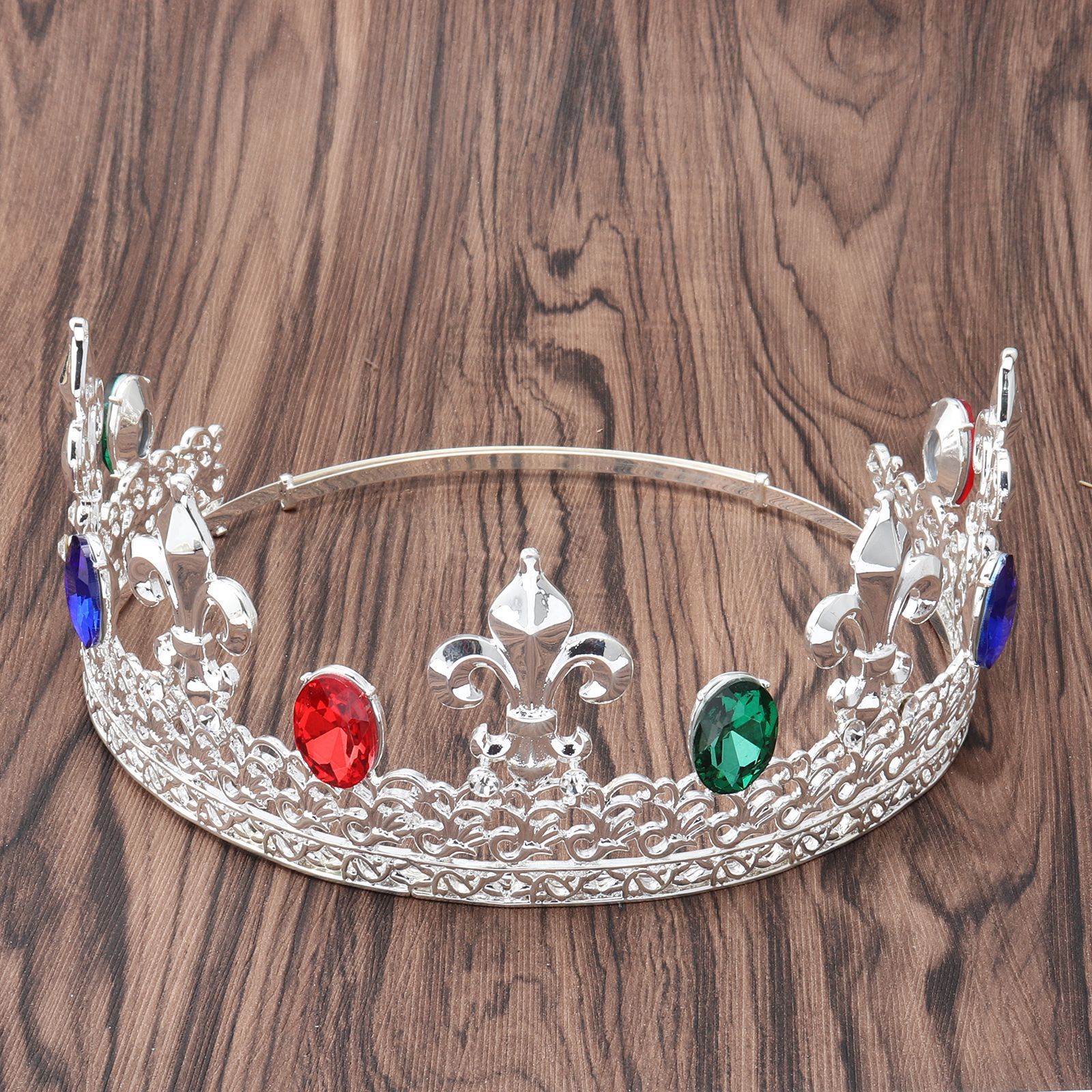 Adjustable colorful diamond crown in silver