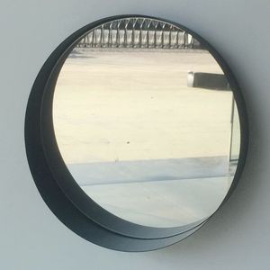 廉价大型装饰圆形皮革框架挂墙浴室镜
