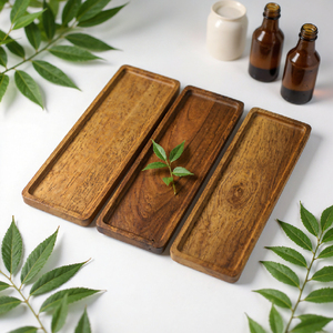 Legende Holzplatten Holz Dessert Gerichte Platos Rara Restaurantes 3 Stück Rechteckige Akazien holz Teller für Lebensmittel - Product Image 6