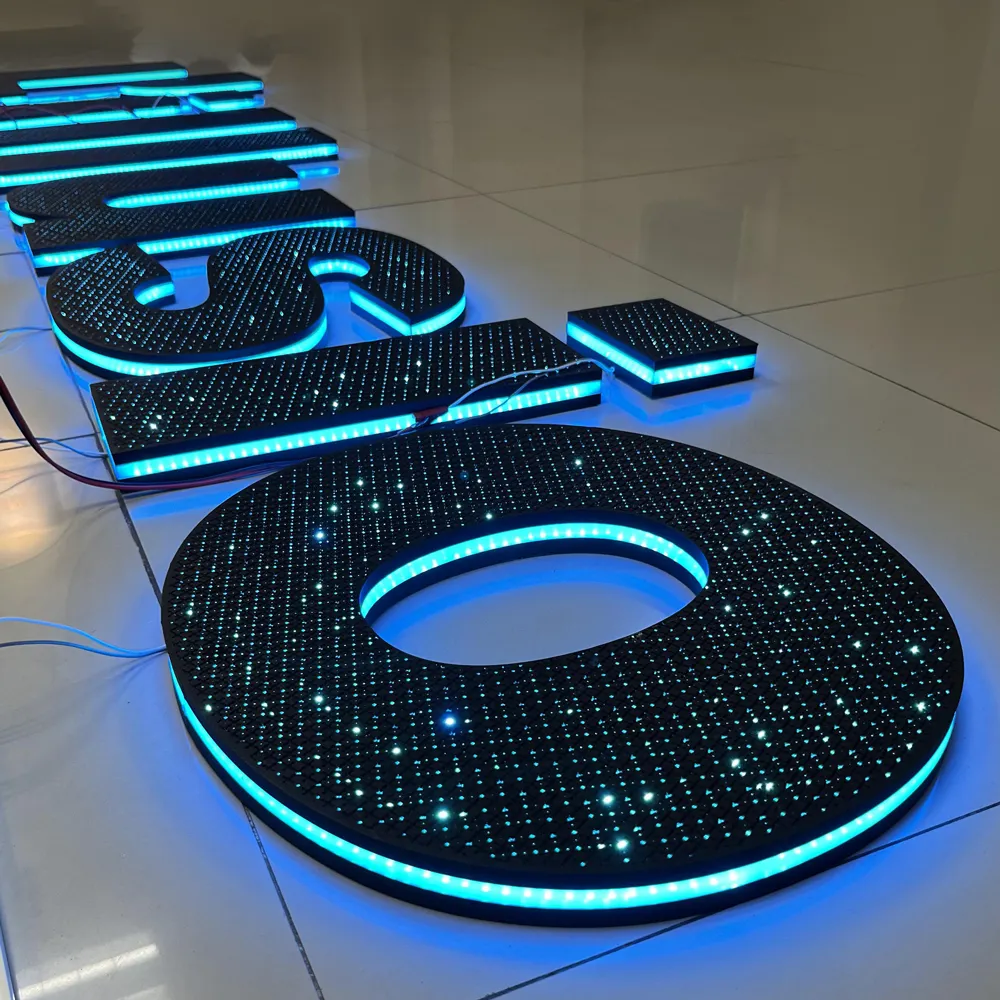 Letrero de letras LED 3D para exteriores personalizado Enseigne Lumineuse señalización de letras luminosas Logotipo de negocios