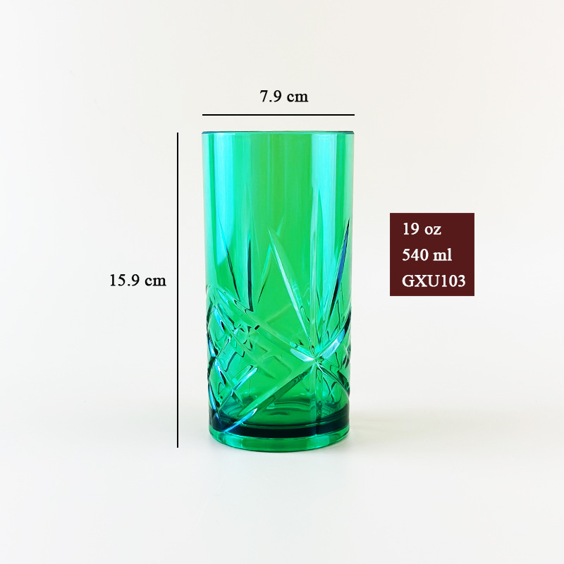 Taza alta línea transparente biselada ps