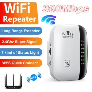 Wireless <strong>WiFi</strong> Repeater 300Mbps <strong>WiFi</strong> <strong>Extender</strong> Amplifier Booster <strong>Router</strong> 802.11N WPS Long Range 7 Status Light <strong>WiFi</strong> Repeater for PC - Product Image 2