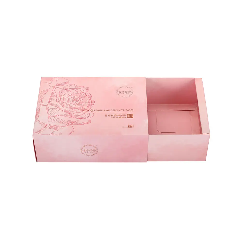 Caja de papel de lujo con logotipo impreso personalizado, cajón de embalaje de cartón, caja de regalo deslizante para productos cosméticos
