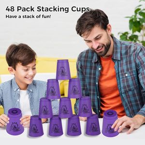 Popüler oyun hız Stack bardaklar özel baskılı 12 adet spor istifleme PP fincan hava çıkışları ile - Product Image 4