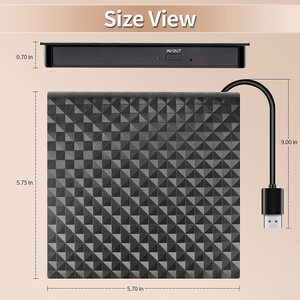 USB3.0黑色便携式DVD刻录机驱动器CD/DVD RW超薄设计USB a USB C接口，适用于笔记本电脑/台式机 - Product Image 6