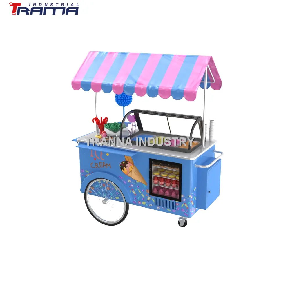 Gelato ice cream carrinhos de venda de alimentos de metal Única rua loteria carro móvel com janela