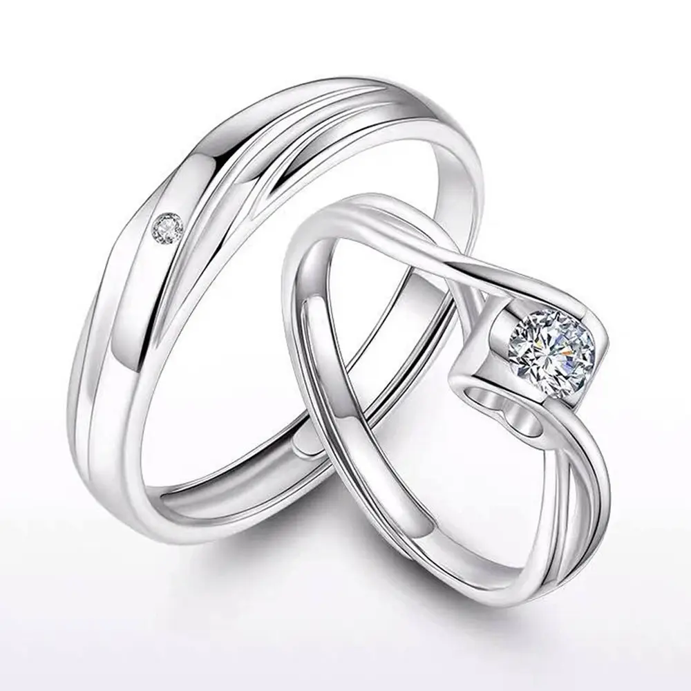 S925 plata esterlina hombres y mujeres S925 anillo de zirconia joyería mujer diamante anillo de compromiso apertura